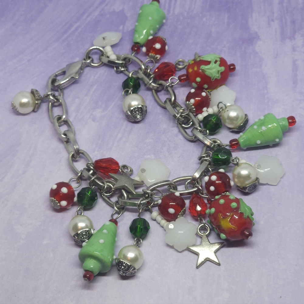 Murano Glass Bead Charm Bracelet